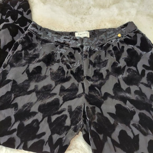 NWT Harlyn by Anthropologie Sienna Black Velvet Burnout Pants  SZ 4 - Picture 5 of 13